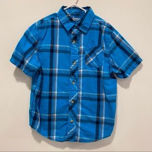 Arizona Jean Company Boys Size 7 XL Short Sleeve Button Down Plaid Shirt